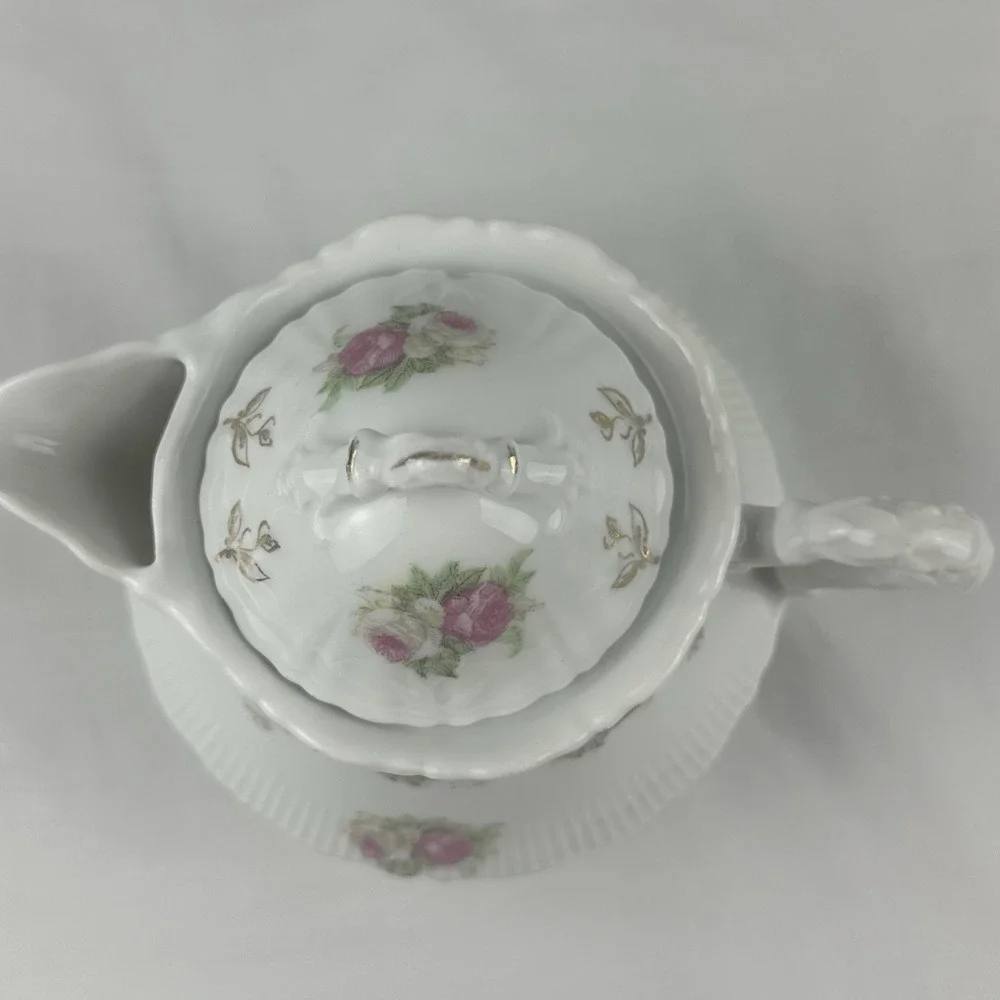 CT Altwasser Teapot Rose & Gold Pattern Germany Floral circa 1900 Cottagecore